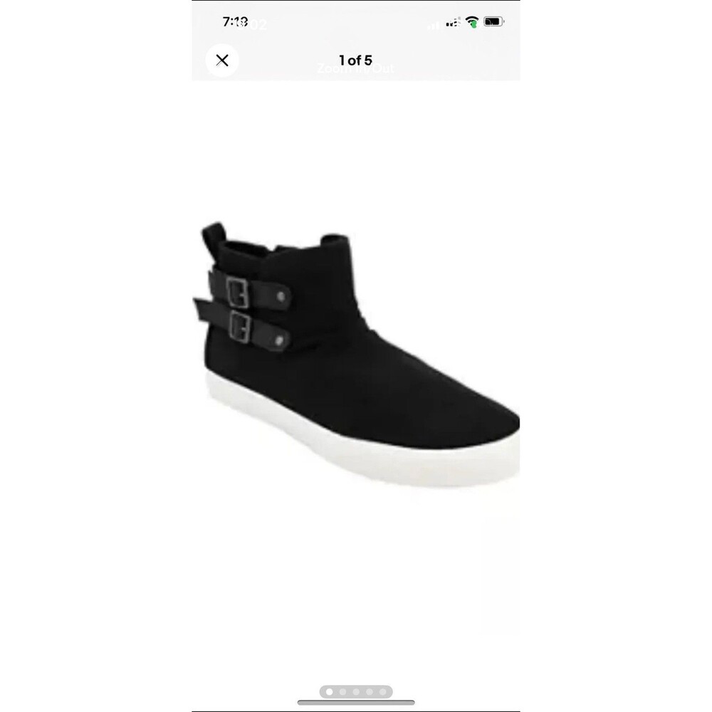 NEW True Craft POSTER Black Fabric Side Zip Buckled MidTop Sneakers Women’s 8.5M
